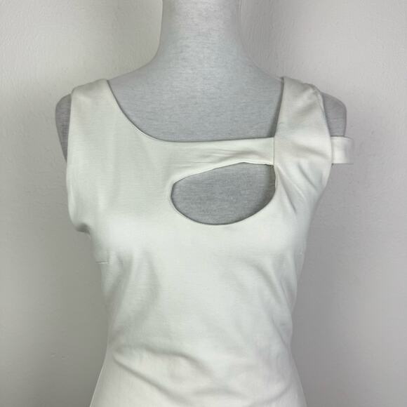 Runaway the Label | NWT Lyla Ivory White Side Slit Keyhole Body-con Midi Dress - Picture 5 of 16